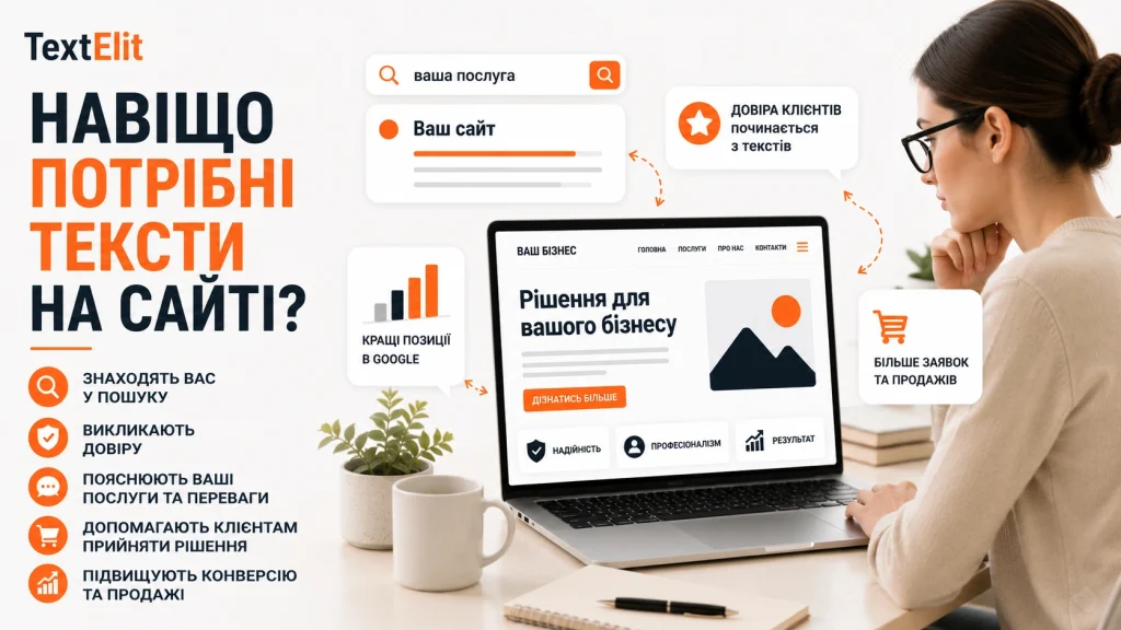 Ілюстрація до статті: Навіщо потрібні тексти на сайті?