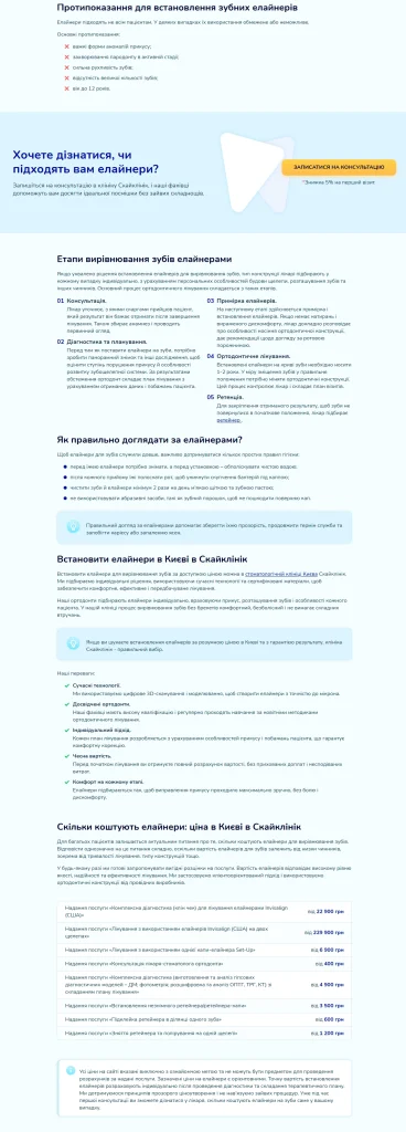 Приклад роботи: Тексти для стоматологічної клініки SkyClinic